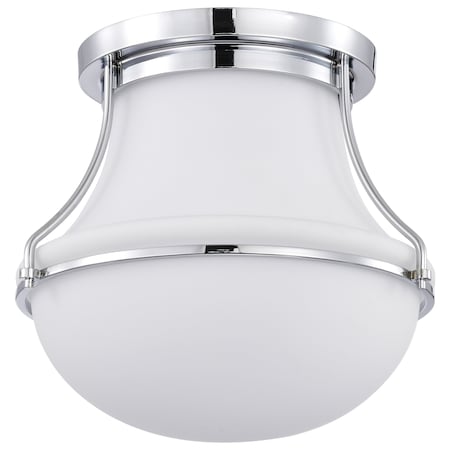Nuvo Valdora 1-Light Flush Mount 14 in. Polished Nickel White Opal Glass 60/7871